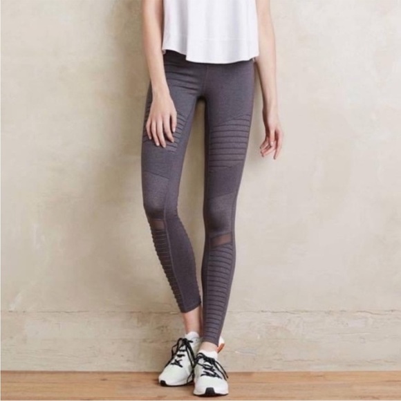 ALO Yoga Charcoal gray Ribbed moto Leggings size xxs - Picture 3 of 9